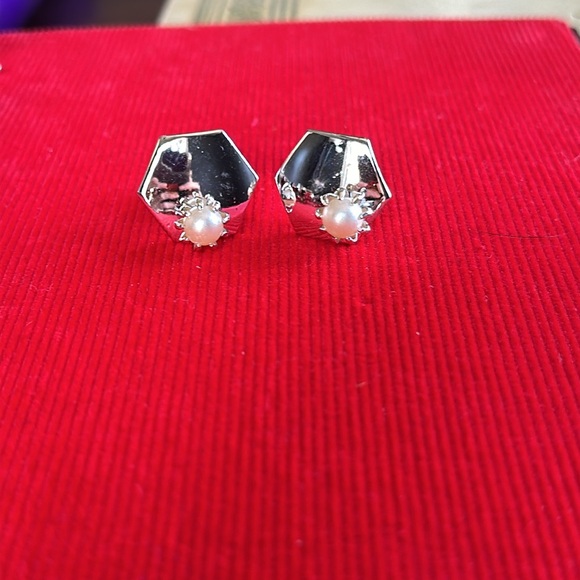 Vintage Cultured Pearl Cufflinks & Tie Clip - Picture 3 of 7